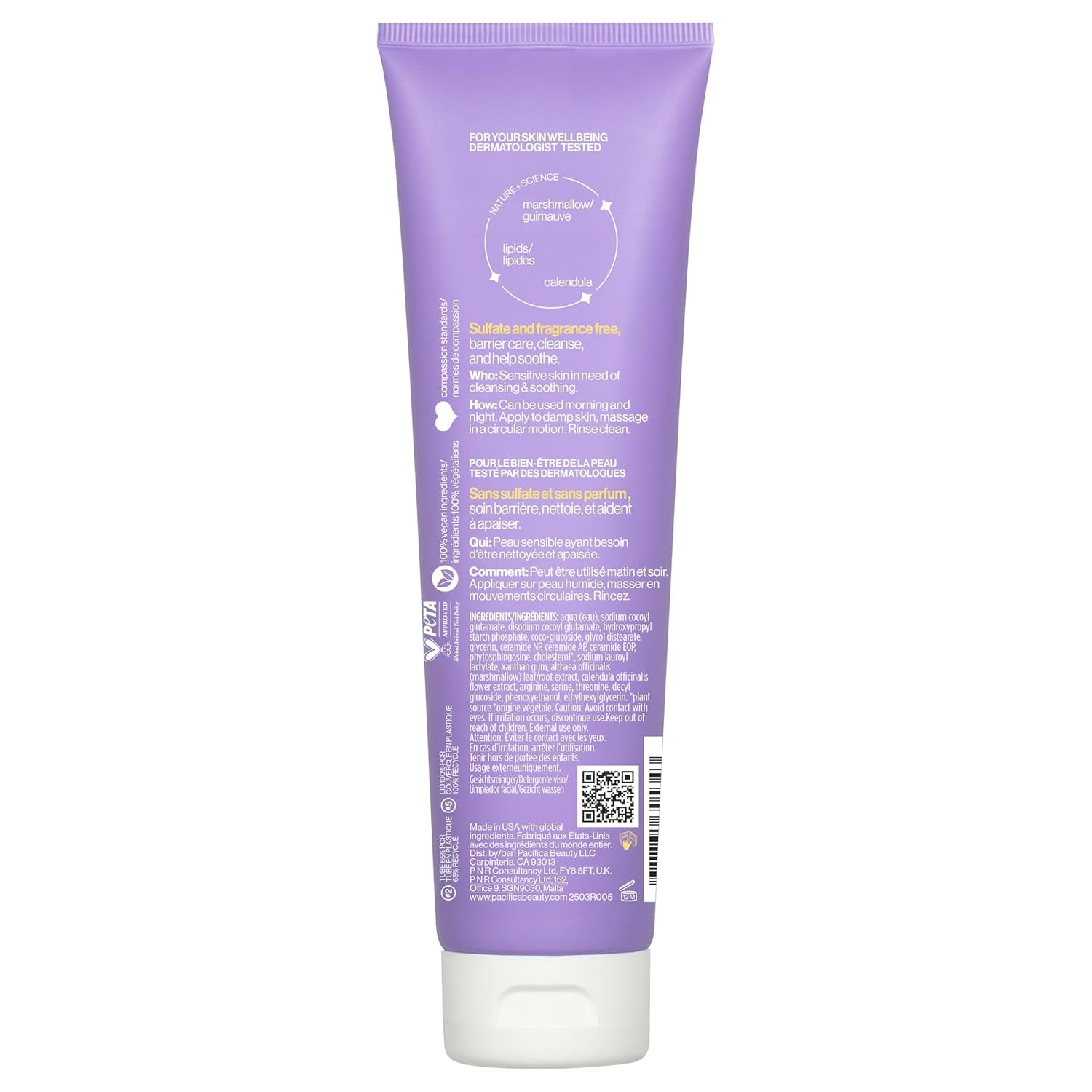 Face Wash for Sensitive Skin Facial Cleanser Vegan Ceramide Barrier Repair Extra Gentle for Daily Fragrance Free for Sensitive Skin, Clean Beauty, Vegan &amp; Cruelty-Free Dermatologist Tested