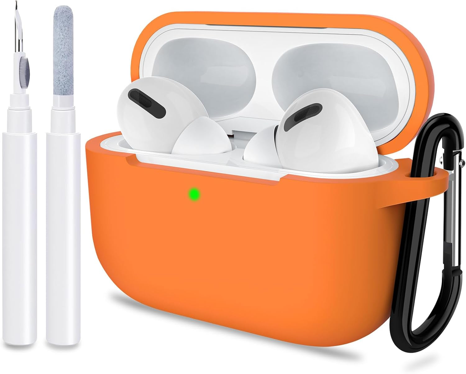 ATUAT for Airpods Pro 1St/2Nd Generation Case Cover, Protective Silicone Skin Accessories with Keychain for Women Men for Apple Airpods Pro 2019/2022 Charging Case,Front LED Visible-Midnight Green