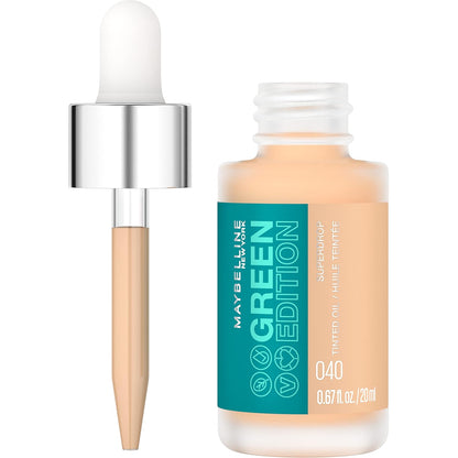 Maybelline Green Edition Superdrop Tinted Oil Base Makeup, Adjustable Natural Coverage Foundation Formulated with Jojoba &amp; Marula Oil, 35, 1 Count