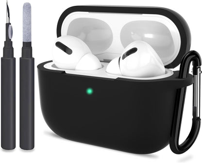 ATUAT for Airpods Pro 1St/2Nd Generation Case Cover, Protective Silicone Skin Accessories with Keychain for Women Men for Apple Airpods Pro 2019/2022 Charging Case,Front LED Visible-Midnight Green