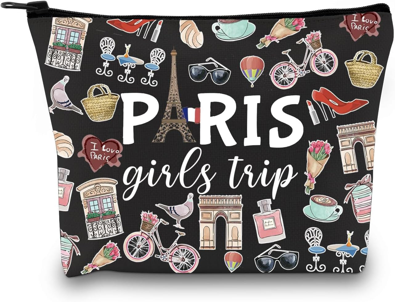 Paris Weekend Gift Bag - Vacation Theme Travel Bag with Paris Skyline Design - Perfect for Girls&