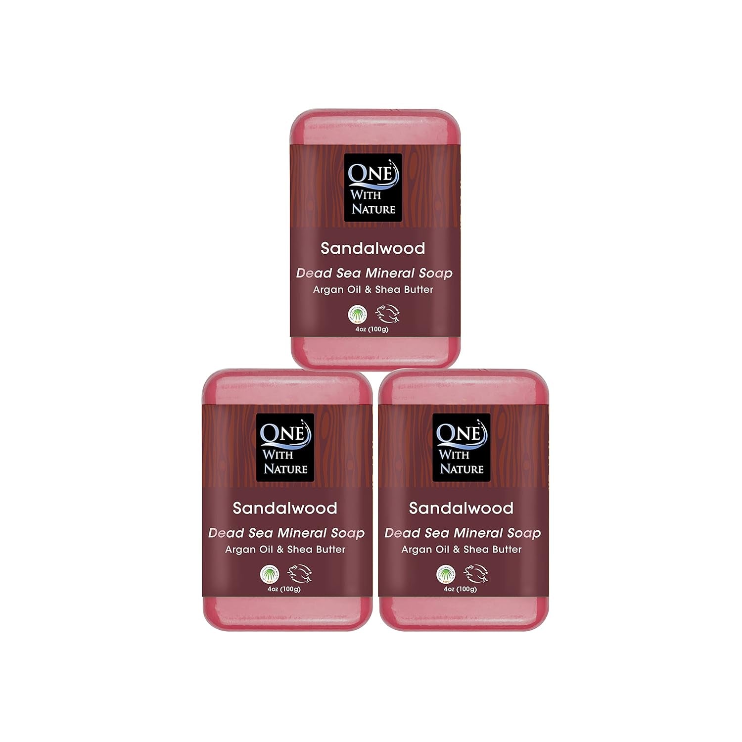 One with Nature Dead Sea Salt Lemon Sage Soap 4Oz 3-Pack – Purifying and Exfoliating Soap Bar with Dead Sea Minerals for Face &amp; Body, for Men &amp; Women