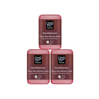 One with Nature Dead Sea Salt Lemon Sage Soap 4Oz 3-Pack – Purifying and Exfoliating Soap Bar with Dead Sea Minerals for Face &amp; Body, for Men &amp; Women