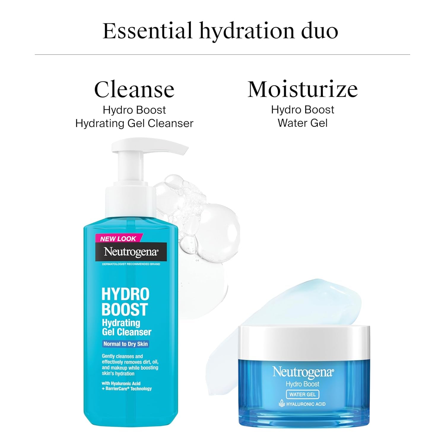 Hydro Boost Hydrating Face Wash &amp; Makeup Remover, Gentle Facial Cleanser Gel with Hyaluronic Acid, Locks Moisture for Soft Supple Skin, Hypoallergenic, Oil-Free, Soap-Free, 7.8 Fl Oz