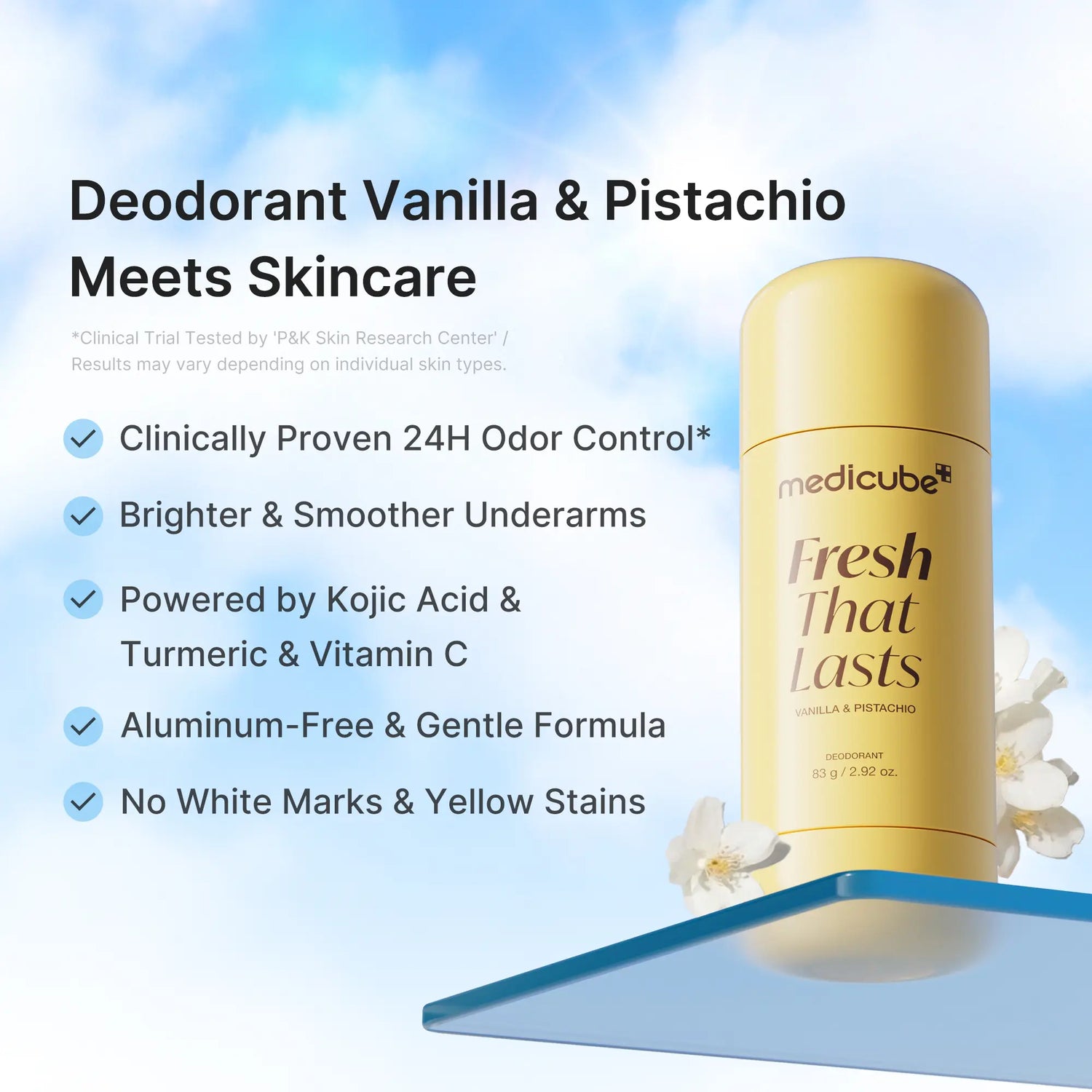 [NEW] [Medicube] Deodorant Vanilla &amp; Pistachio Fresh That Lasts | 24 Hour Odor Control, No Aluminum, Baking Soda, Parabens, Phthalates, Ethanol | Brightening &amp; Smoothing for Dark Underarms with Kojic Acid &amp; Turmeric | Korean Skincare, K-Beauty