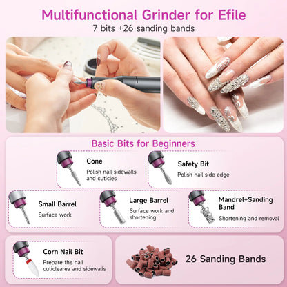 HALMAI Ultra Power Nail Drill: Professional Cordless Electric File for Acrylic &amp; Gel Nails, Ultra Powerful Motor Engineered by HALMAI, Vibration Free for Superior Natural Nail Care, 10 Second Gel Removal