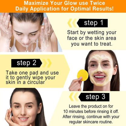 Kojic Acid &amp; Turmeric Cleansing Pads, 30 Pads Exfoliating Skin Care Pad for Revitalizing Skin, Personal Skin Care Products for Women &amp; Men