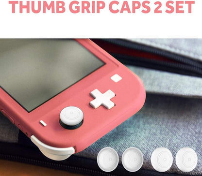Geeric 8PCS Case Compatible with Switch Lite, Carrying Case Accessories Kit, 1 Soft Silicon Case + 2 Screen Protector + 4 Thumb Caps + 1 Storage Carrying Coral
