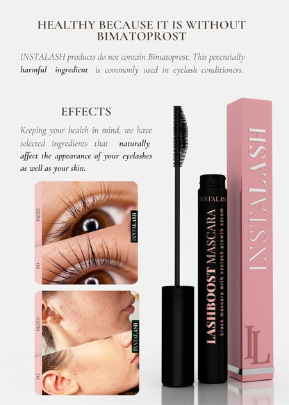 Lashboost Mascara with Lash Growth Serum | Advanced Eyelash Enhancing Serum Infused Black Mascara | Eyelash Treatment Helps Boost Lash Length, Volume &amp; Definition 10Ml