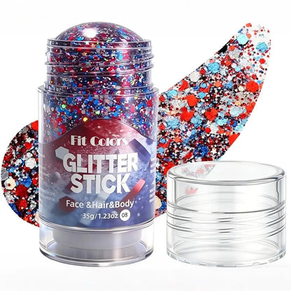 4Th of July Glitter Stick | Red, White &amp; Blue Body &amp; Hair Sparkle for Independence Day Party, Festival &amp; Fun Holiday Look