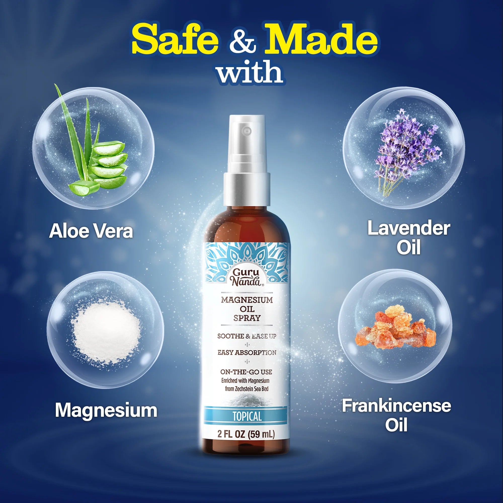 Magnesium Oil Spray for Muscle Relief &amp; Soothing Aches - Quick Absorbing- 2Oz