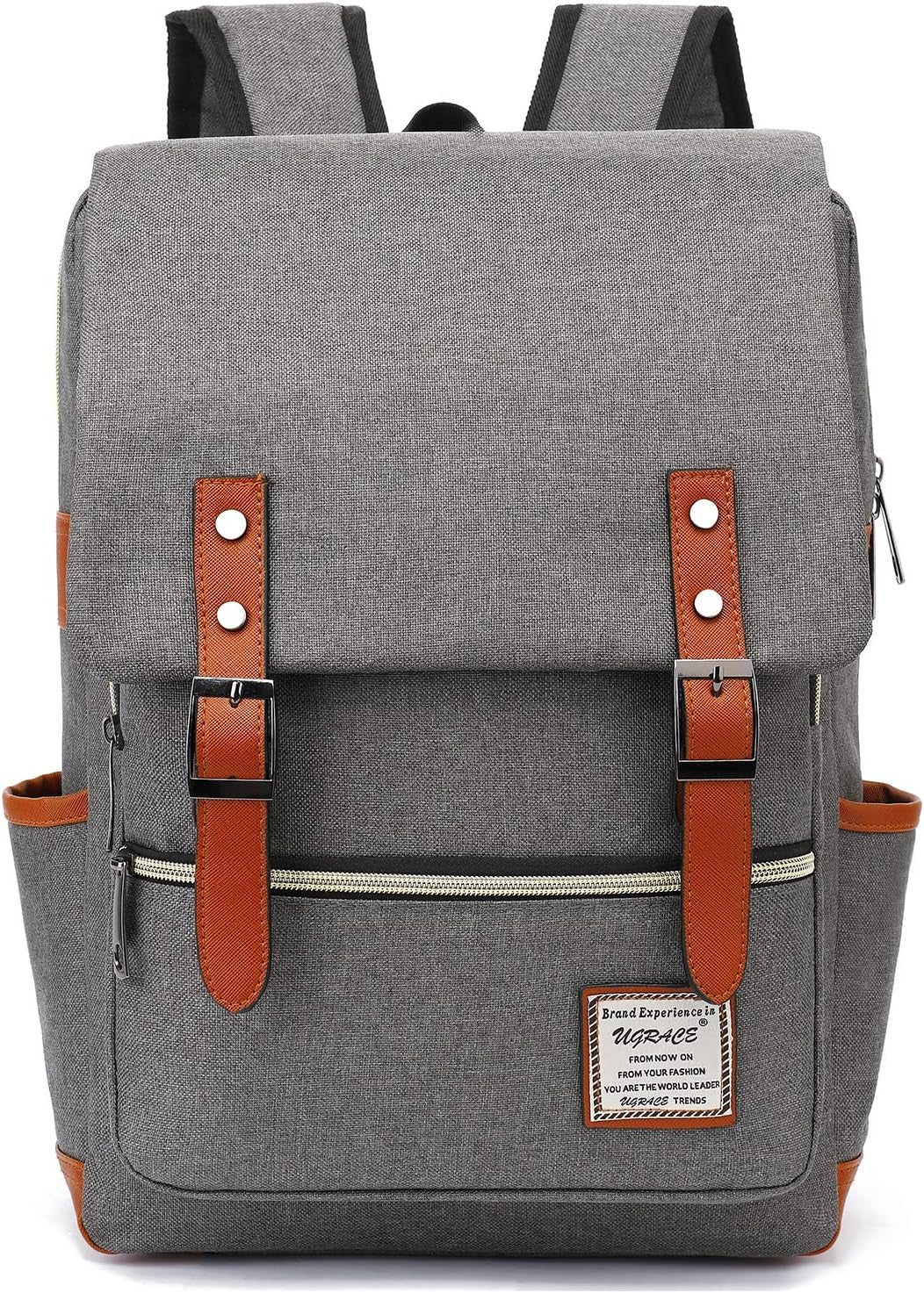 UGRACE Slim Business Laptop Backpack Casual Daypacks College Shoulder Bag for Men Women, Tear Resistant Unique Travelling Backpack Fits up to 15.6 Inch Laptop in ‎Charcoal Black