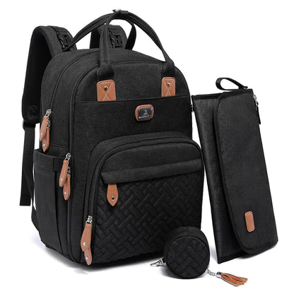 Dikaslon Diaper Bag Backpack with Portable Changing Pad, Pacifier Case and Stroller Straps, Large Unisex Baby Bags for Boys Girls, Multipurpose Travel Back Pack Moms Dads, Gray
