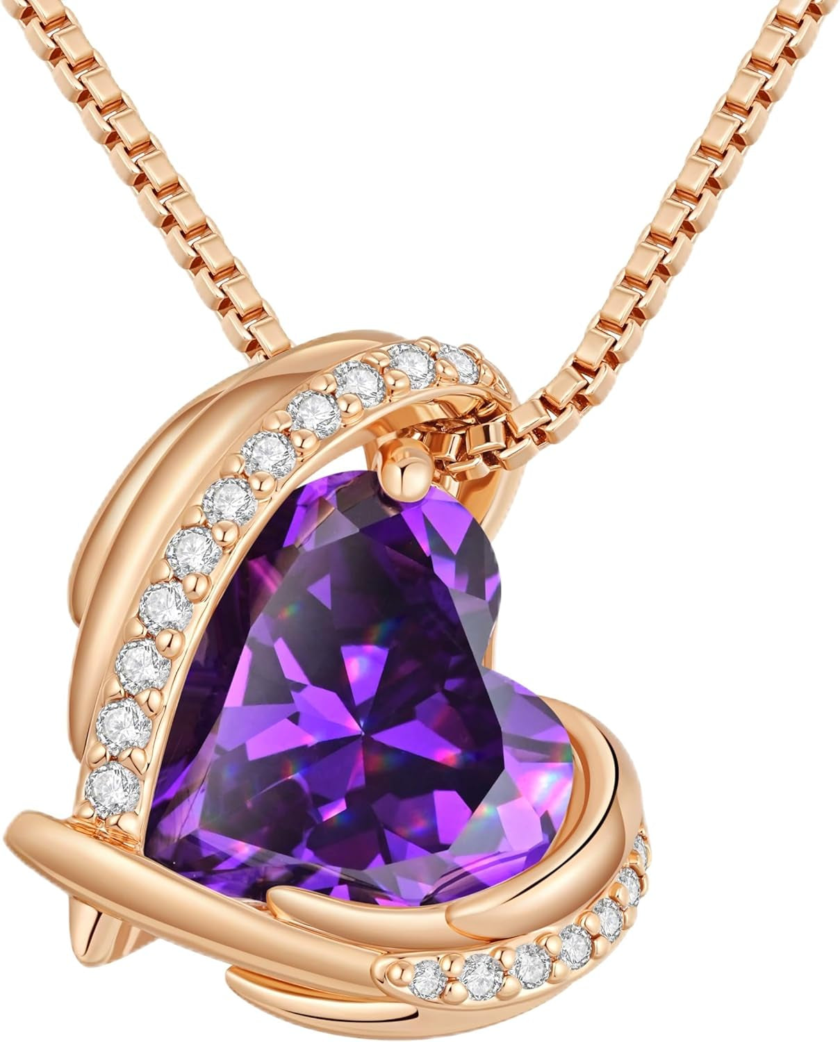 CDE Mothers Day Gifts Love Heart Pendant Necklaces for Women, Silver Tone Rose Gold Tone Birthstone Jewelry Gifts for Wife Her