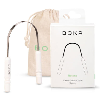 Boka Tongue Scraper for Adults &amp; Kids with Case - Stainless Steel Tongue Cleaner W/Linen Travel Pouch - Scrubber to Remove Tongue Buildup and Freshens Breath (Pack of 1)