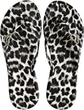 OYOANGLE Women'S Leopard Print Flip Flop Sandals Rhinestone Heart Decor Vacation Casual Cheetah Thong Sandal