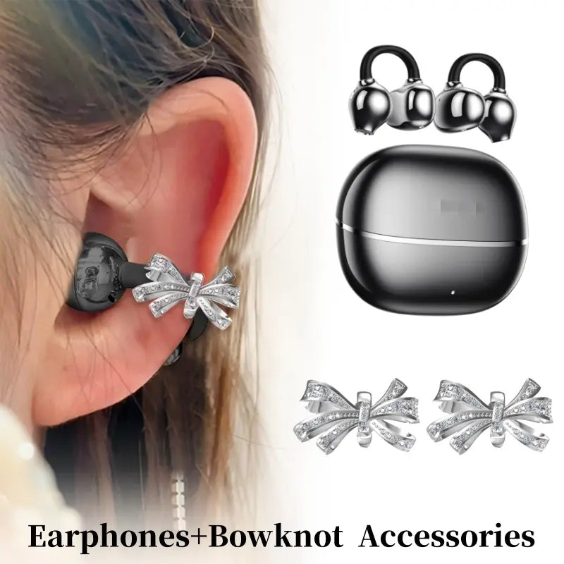 PAXA Earclip C7 Clip-On Design Wireless Earphones, Upgraded Panoramic Sound Headset, Comfortable Wearing &amp; IPX5 Waterproof Sports Earbuds for Work, Fitness