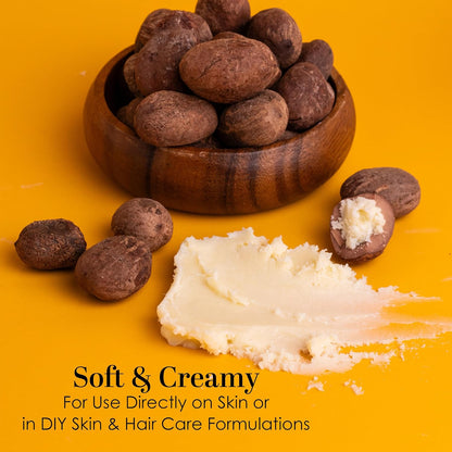 Raw Shea Butter - 100% Pure African Shea Butter for Hair and Body | with Natural Smoky Scent | Unrefined Moisturizer for Dry Skin, DIY Lip Balm, Body Butter and Soap 1Lb Bar