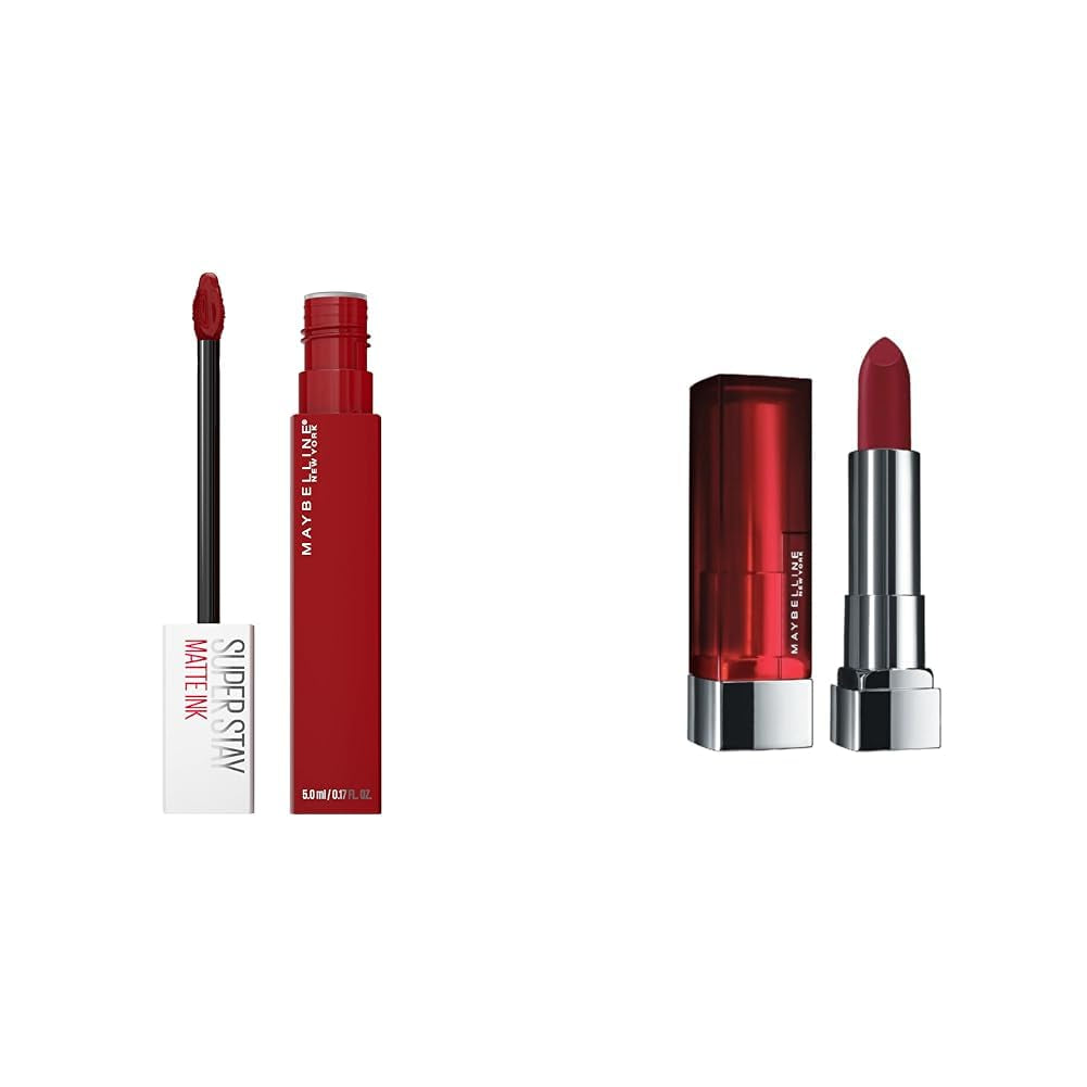 Super Stay Matte Ink Liquid Lipstick Makeup, Long Lasting High Impact Color &amp; Color Sensational Lipstick, Lip Makeup, Matte Finish, Hydrating Lipstick, Nude, Pink, Red