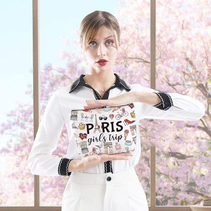 Paris Weekend Gift Bag - Vacation Theme Travel Bag with Paris Skyline Design - Perfect for Girls&