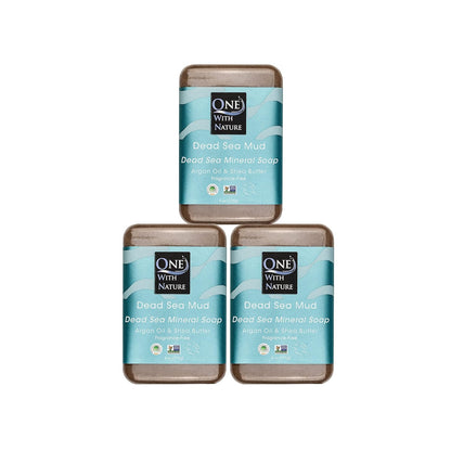 One with Nature Dead Sea Salt Lemon Sage Soap 4Oz 3-Pack – Purifying and Exfoliating Soap Bar with Dead Sea Minerals for Face &amp; Body, for Men &amp; Women
