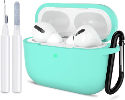 ATUAT for Airpods Pro 1St/2Nd Generation Case Cover, Protective Silicone Skin Accessories with Keychain for Women Men for Apple Airpods Pro 2019/2022 Charging Case,Front LED Visible-Midnight Green