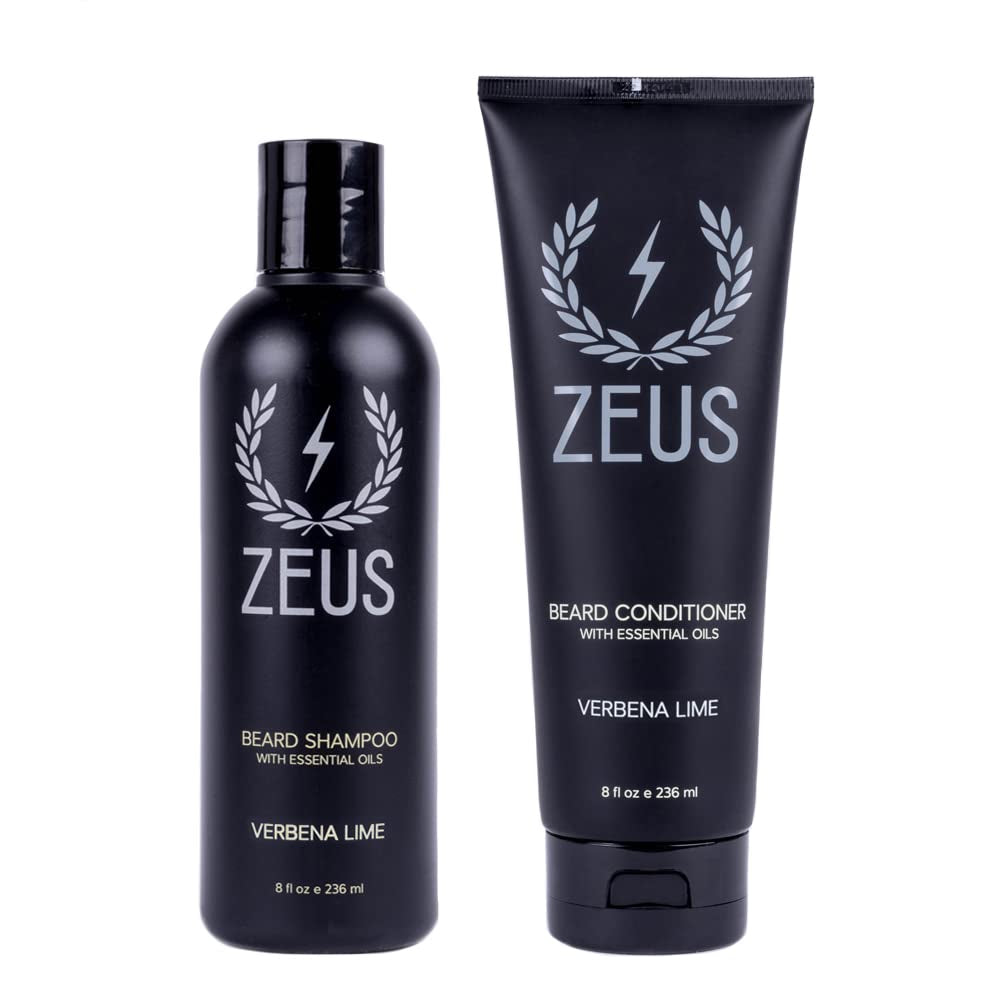 ZEUS Beard Wash Set for Men, Beard Shampoo &amp; Conditioner (Sandalwood)