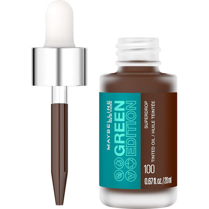 Maybelline Green Edition Superdrop Tinted Oil Base Makeup, Adjustable Natural Coverage Foundation Formulated with Jojoba &amp; Marula Oil, 35, 1 Count