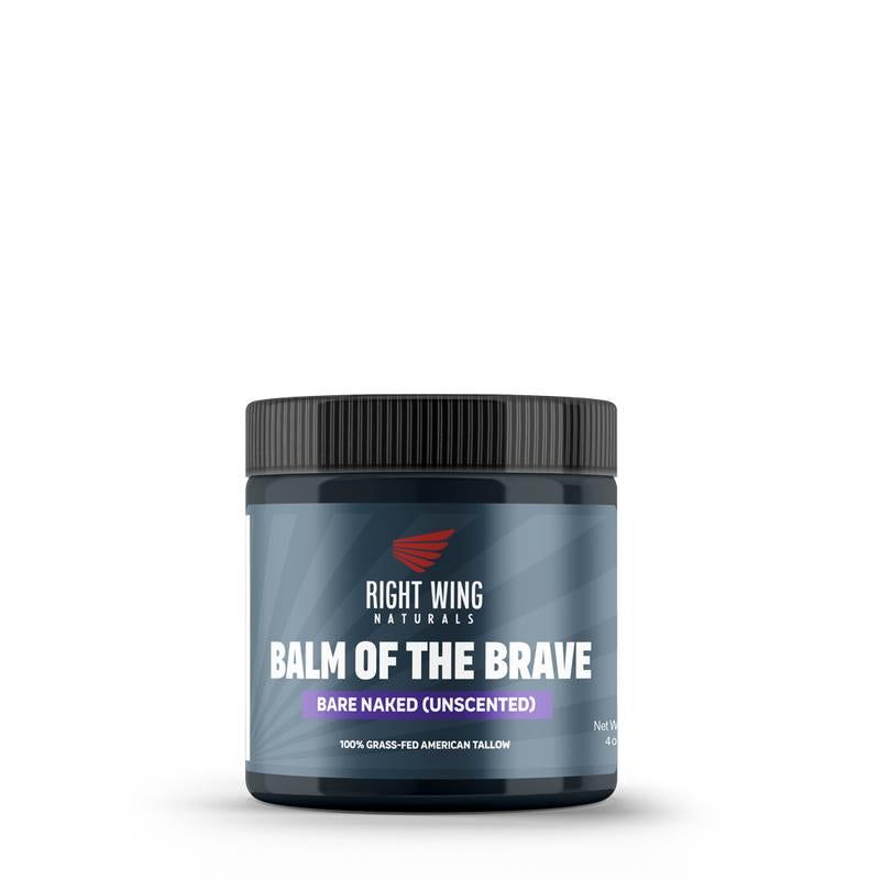 Right Wing Naturals Balm of the Brave – Grass-Fed Beef Tallow Men’S Balm (4 Oz) – Rugged Moisture for Hands, Face, Beard &amp; Scars – American-Made – Scents: White Oak &amp; Vanilla or Tobaco Woods – No Chemicals, No Compromise