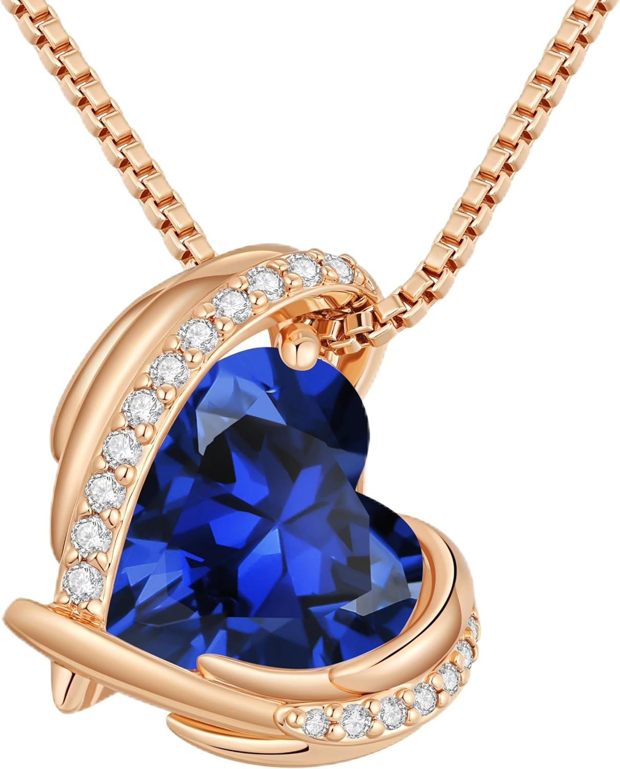 CDE Mothers Day Gifts Love Heart Pendant Necklaces for Women, Silver Tone Rose Gold Tone Birthstone Jewelry Gifts for Wife Her
