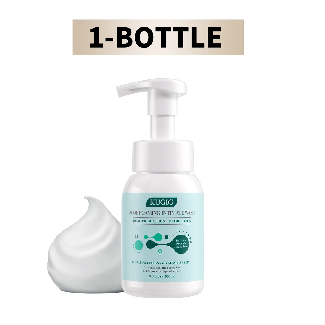 KUGIG Wash Intimate Cleanser for Women &amp; Men, Ph-Balanced with Aloe Vera &amp; Prebiotic Complex, Gentle Daily Care for Sensitive Skin, Fresh &amp; Comfortable Feel