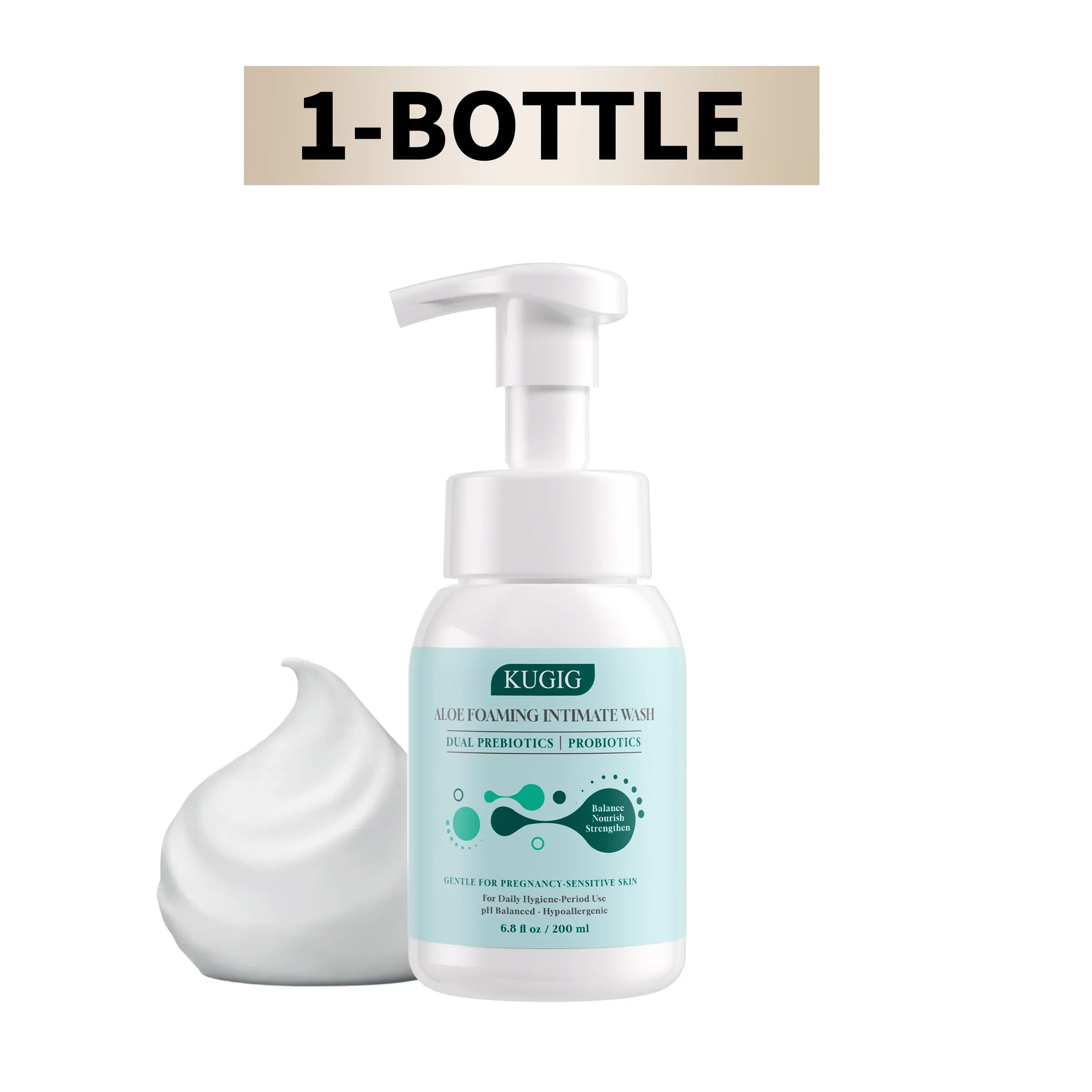 KUGIG Wash Intimate Cleanser for Women &amp; Men, Ph-Balanced with Aloe Vera &amp; Prebiotic Complex, Gentle Daily Care for Sensitive Skin, Fresh &amp; Comfortable Feel