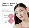 Clinically tested TXA Niacinamide 15 Serum being applied by a woman, highlighting its low irritation and suitability for all skin types.