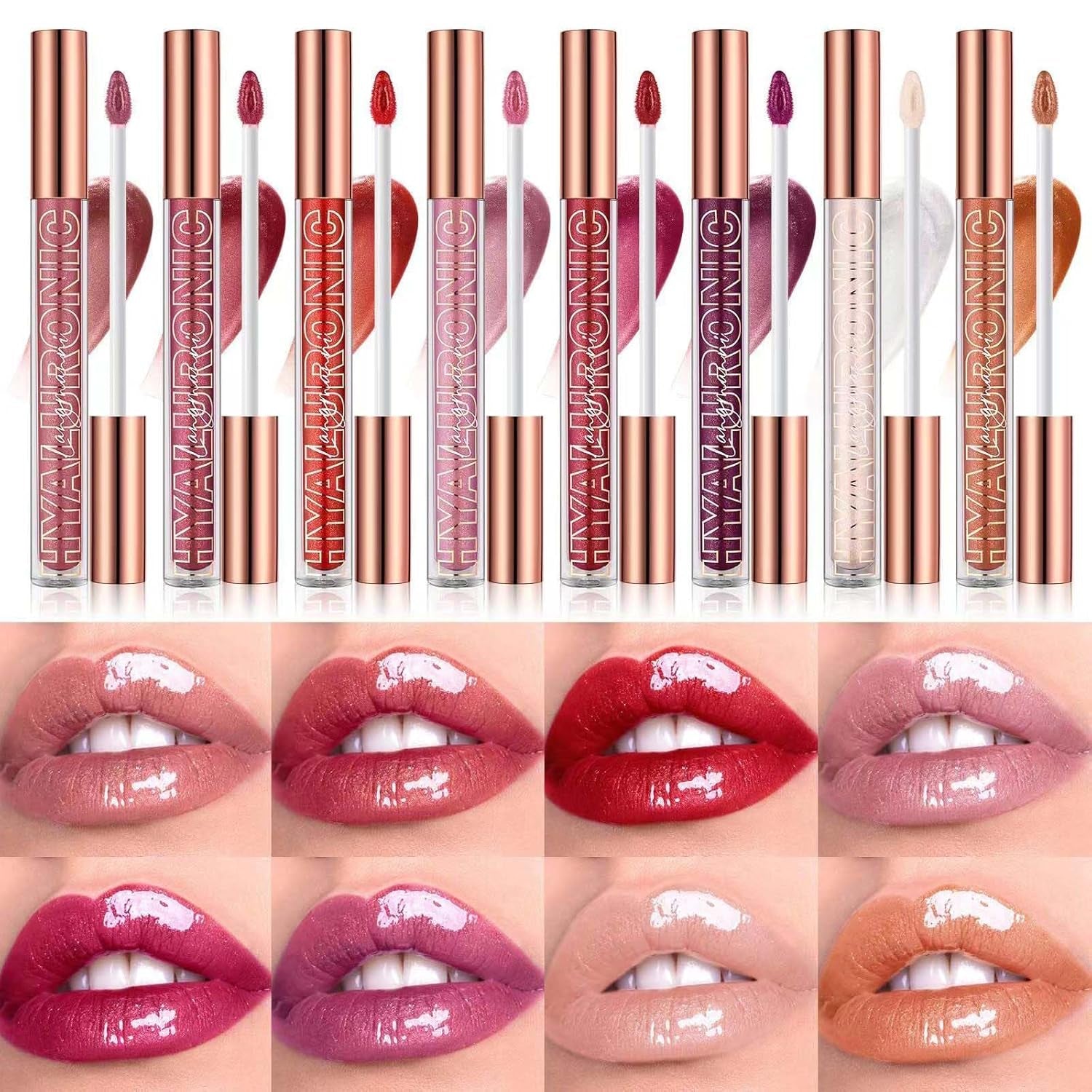 Nude Brown Lip Gloss Plumping Glitter Lip Gloss for Girls Women Lip Plumping Tinted Lipgloss High Pigment Plumper Long Lasting Moisturizing Lip Gloss Oil Shimmer Natural Lipstick Lip Liner(02