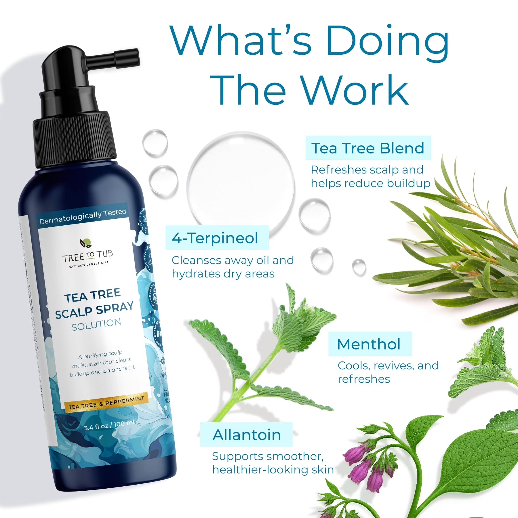 Dry Scalp Spray - Intensive Scalp Moisturizer for Men &amp; Women - Tea Tree Leave in Scalp Moisturizer for Dry Scalp, Flaky Buildup &amp; Excess Oil