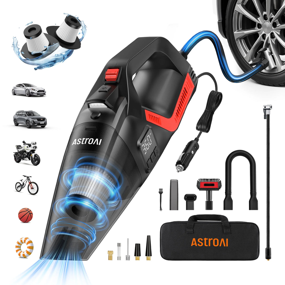 Car Vacuum, Portable Cyclone Handheld Vacuum, Dustbuster Quick Cleaner for Home, Car
