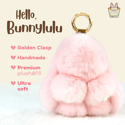 【Bunnylulu】Handmade Bunny Pompom Keychain with Tin Box, Summervibes Graduation Gift for Friends &amp; Students, Stress-Relief Charm, Keepsake Gift