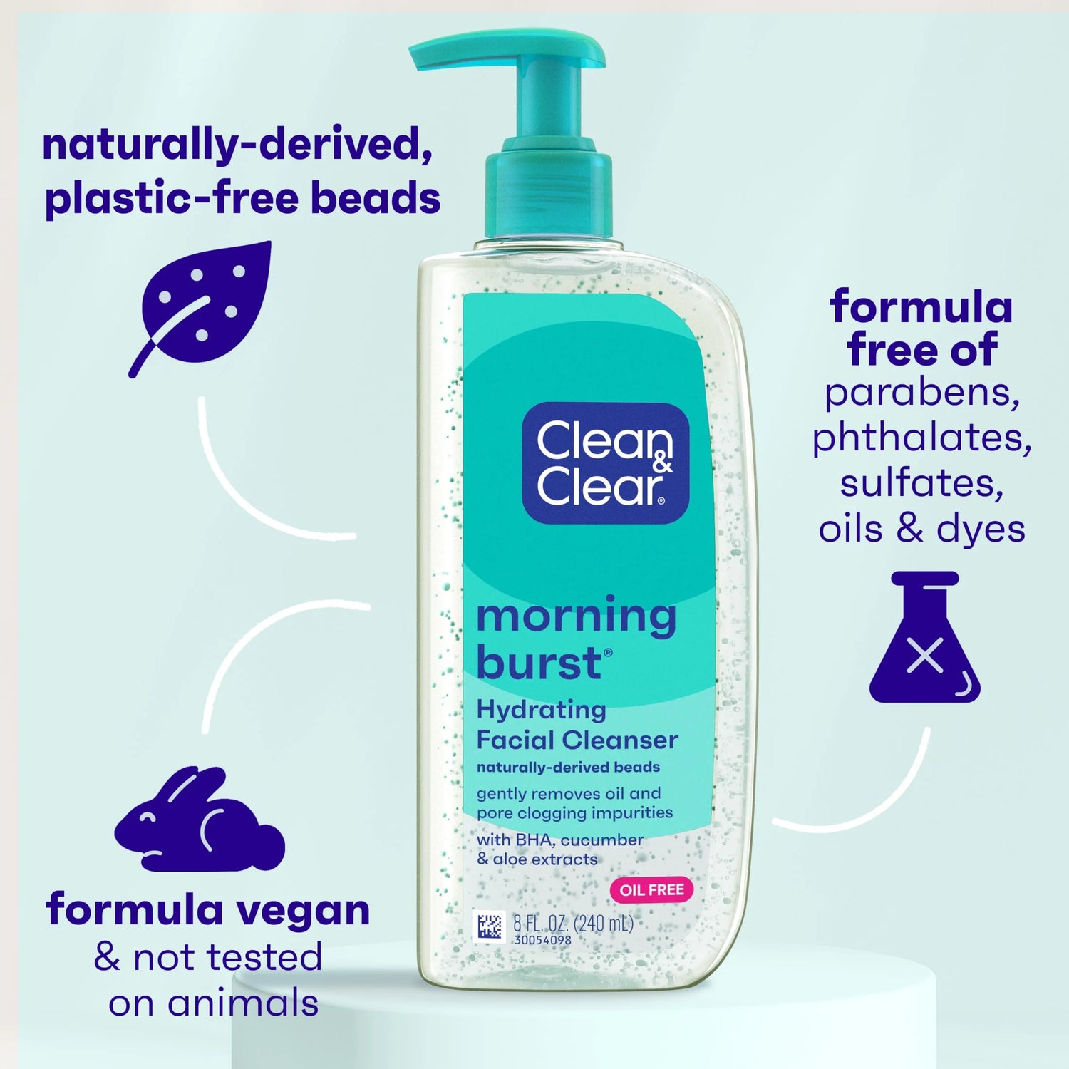 (3 Pack)  Morning Burst Hydrating Face Wash with BHA, 8 Fl. Oz