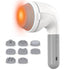 Cordless neck back massager with 8 interchangeable massage heads and heat function, lightweight and portable, in white.