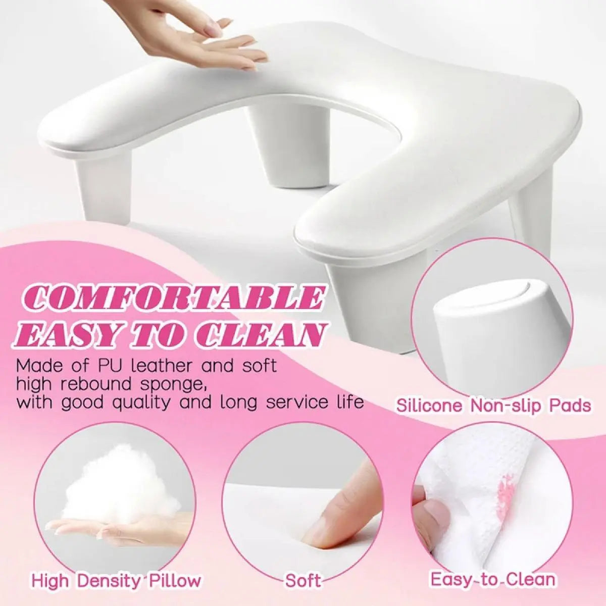 U-Shaped Portable Detachable Hand Rest Pillow for Nails Tech, Multifunctional Arm Rest for Nail Art, Nail Stand for Acrylic Nail Art Tech, Nail Art Tools, Nail Tech Supplies