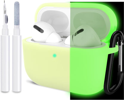 ATUAT for Airpods Pro 1St/2Nd Generation Case Cover, Protective Silicone Skin Accessories with Keychain for Women Men for Apple Airpods Pro 2019/2022 Charging Case,Front LED Visible-Midnight Green