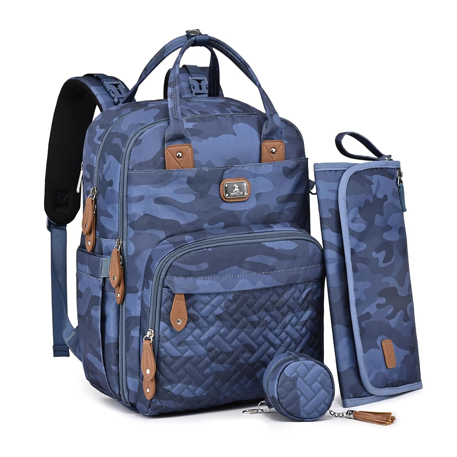 Dikaslon Diaper Bag Backpack with Portable Changing Pad, Pacifier Case and Stroller Straps, Large Unisex Baby Bags for Boys Girls, Multipurpose Travel Back Pack Moms Dads, Gray