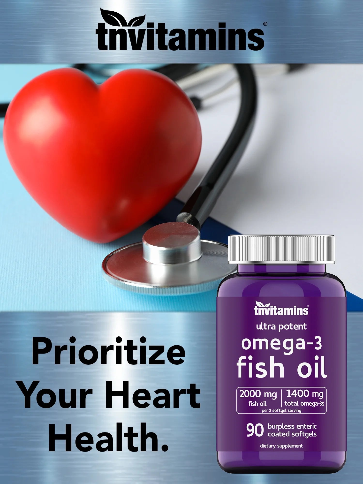 Burpless Omega-3 Fish Oil: 2000Mg X 90 Softgels | 1400Mg Total Omega-3 Fatty Acids (800Mg EPA &amp; 600Mg DHA)