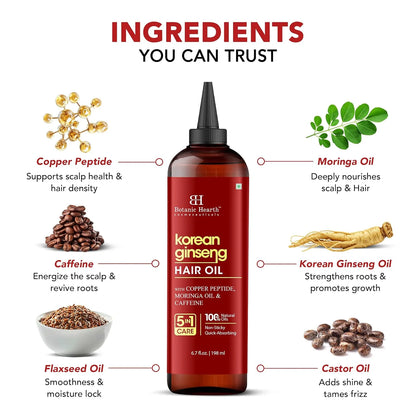 Korean Ginseng Hair Oil 6.7 Fl Oz | Nourishing &amp; Strengthening Hair Growth Oil | Lightweight, Non-Sticky Formula with Natural Oils for Healthy Scalp &amp; Stronger Hair