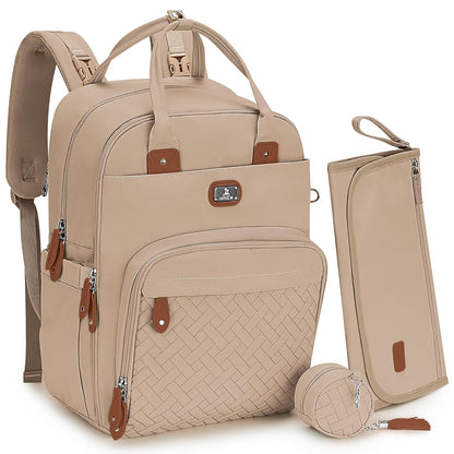 Dikaslon Diaper Bag Backpack with Portable Changing Pad, Pacifier Case and Stroller Straps, Large Unisex Baby Bags for Boys Girls, Multipurpose Travel Back Pack Moms Dads, Gray
