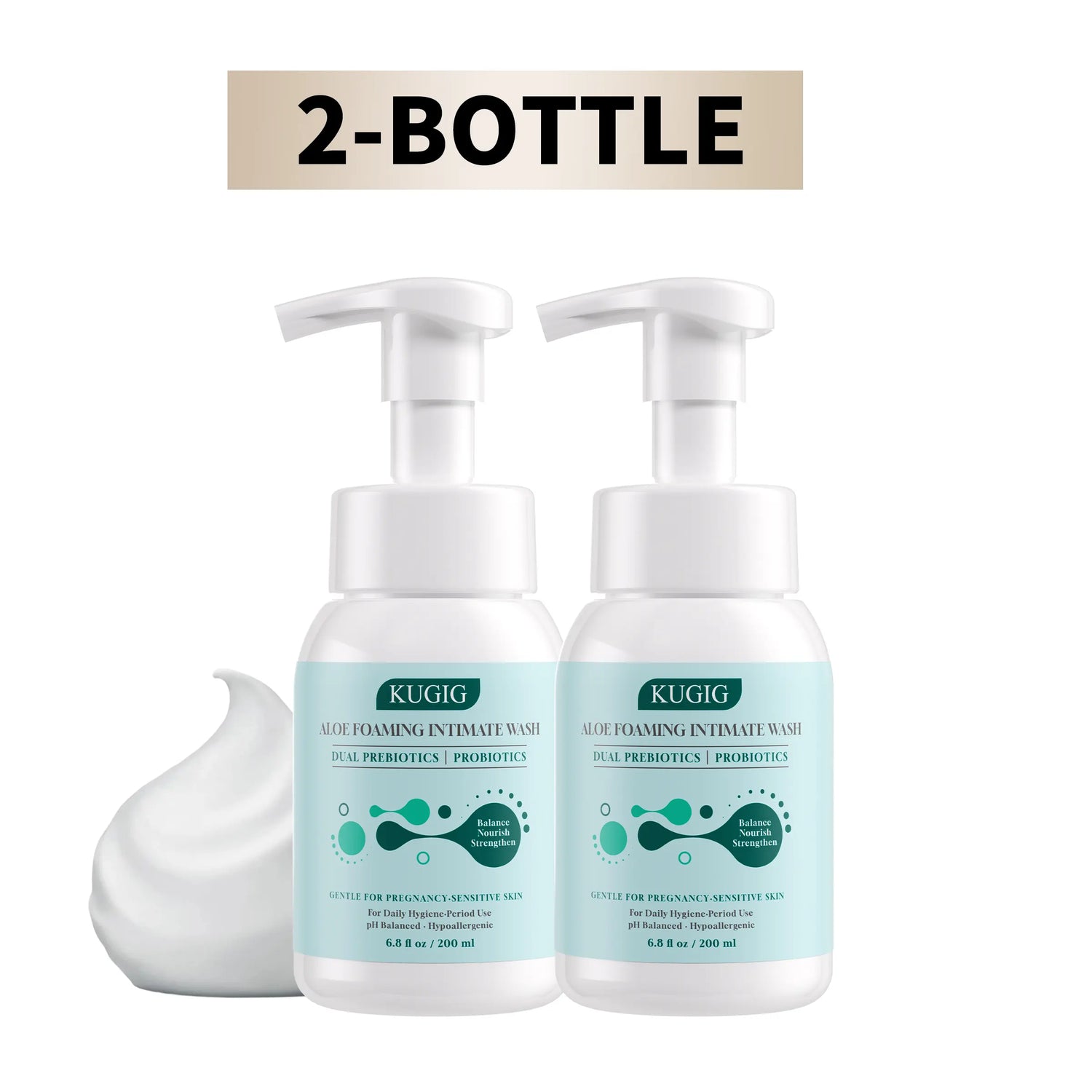 KUGIG Wash Intimate Cleanser for Women &amp; Men, Ph-Balanced with Aloe Vera &amp; Prebiotic Complex, Gentle Daily Care for Sensitive Skin, Fresh &amp; Comfortable Feel
