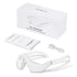 Eye Massager 3D Red Light EMS in white packaging, includes massager glasses and USB cable for eye fatigue relief.