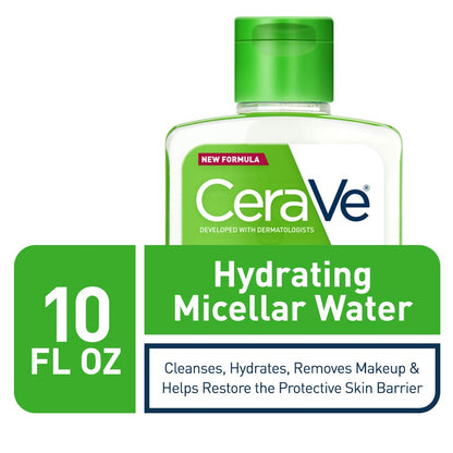 Micellar Water, Hydrating Facial Cleanser &amp; Eye Makeup Remover with Niacinamide, Ceramides &amp; Glycerin, Fragrance-Free &amp; Non-Irritating, 10 Fluid Ounces