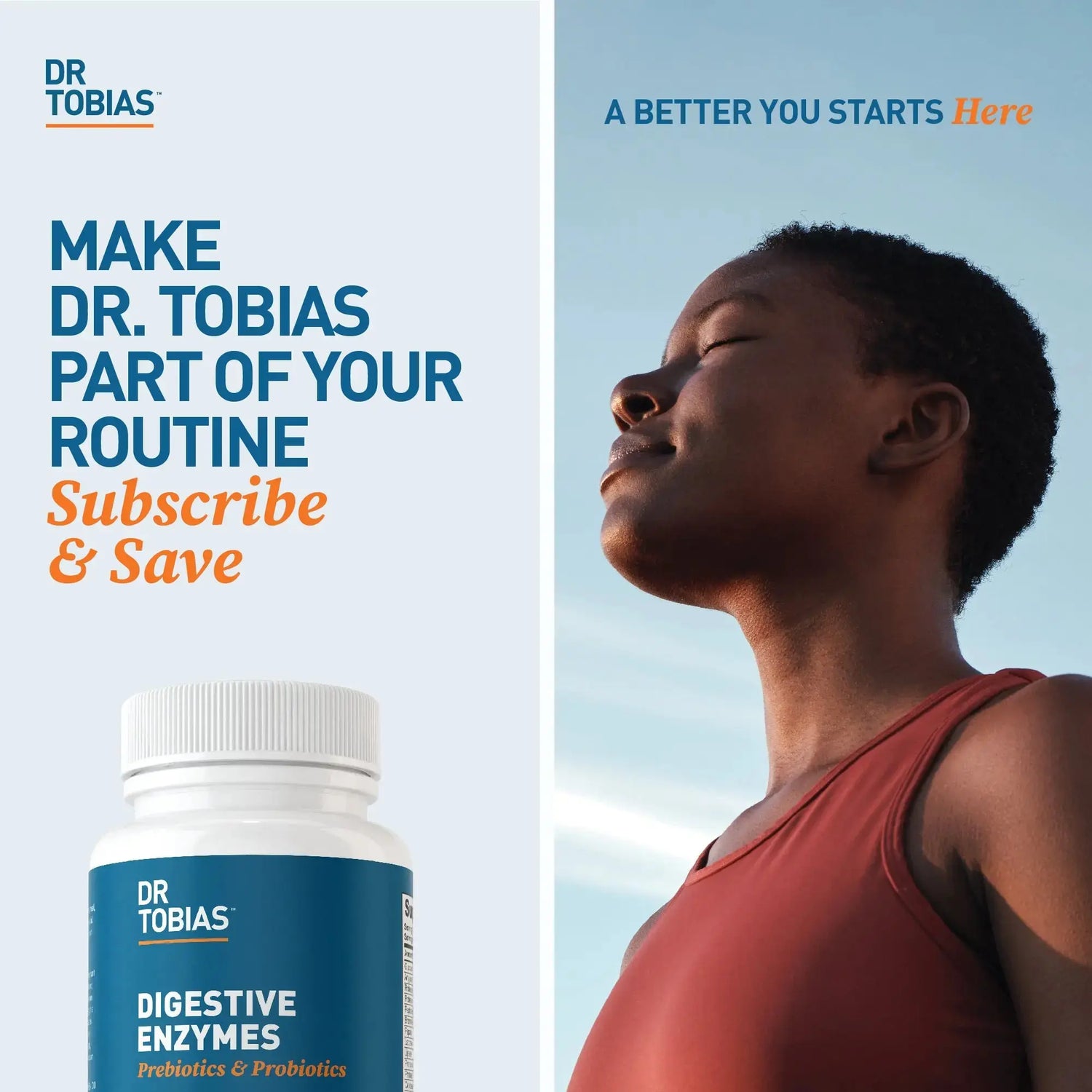 Dr. Tobias Digestive Enzymes - 120 Capsules, 60 Servings (2 Daily) | Includes Probiotics, Prebiotics and Postbiotics Bromelain, Amylase, Lipase, for Better Digestion &amp; Immune Function.