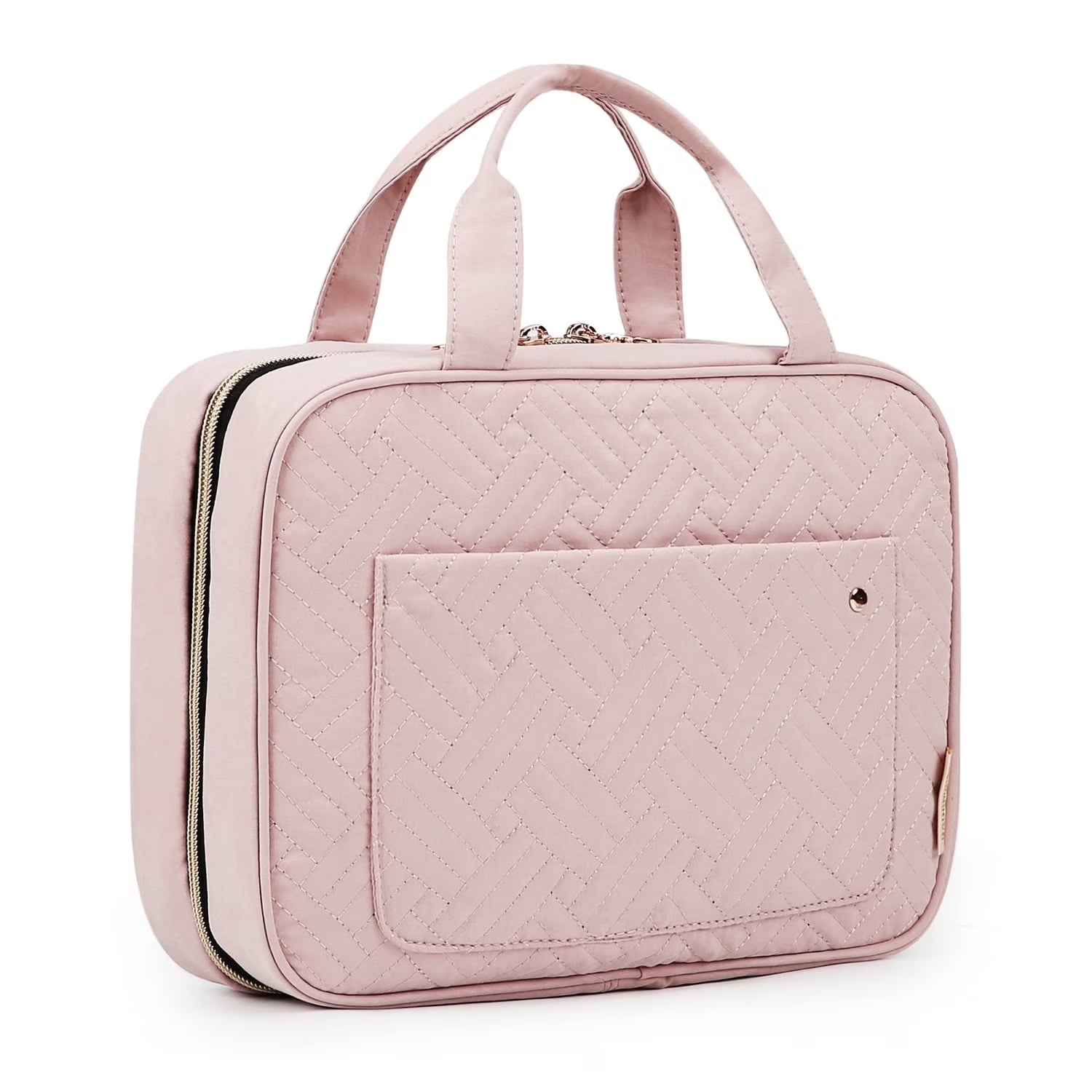 Full Size Toiletry Bag, Makeup Cosmetic Bag with Hanging Hook, Water-Resistant Travel Organizer Bag for Women &amp; Men, Pink